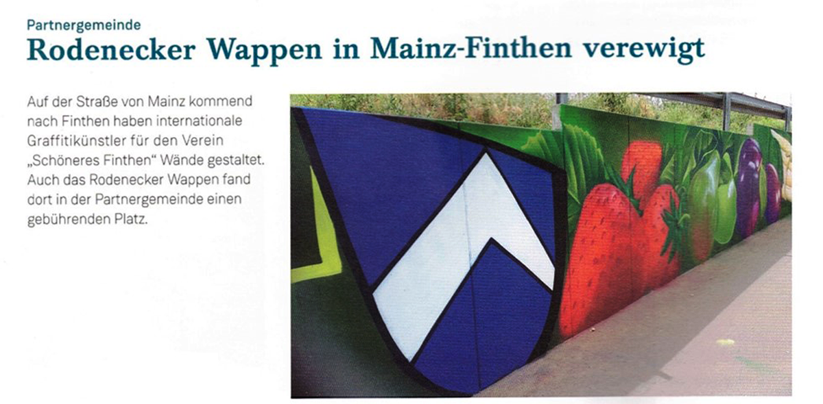 Presseartikel: Rodenecker Wappen in Mainz-Finthen verewigt